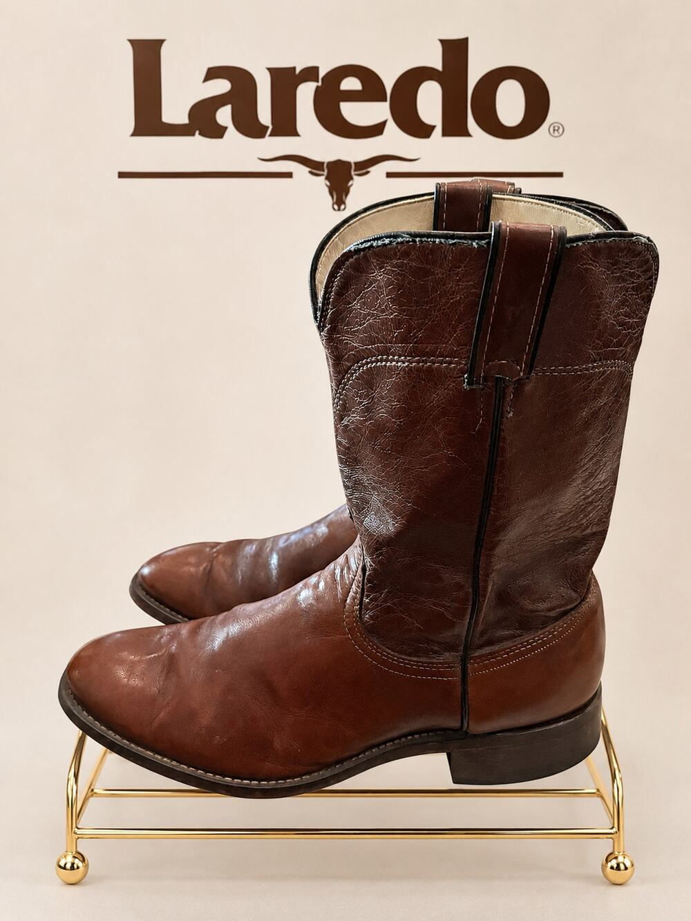 Laredo 7925 Brown Leather Roper Western Cowboy Boots Men’s 9D